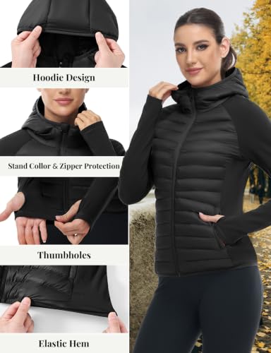 Women's Winter Puffer Jacket with Hood - Large Black Outdoor Coat