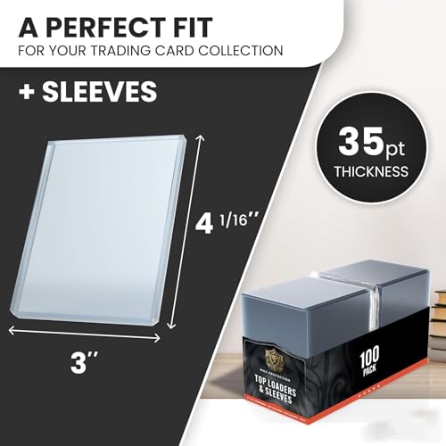 1000 Count Max Protection 35pt Top Loaders with Bonus Soft Sleeves - Trading Card Storage