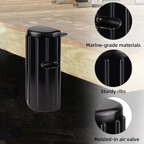 6 Pack Dock Bumpers Fenders Marine-Grade Impact Protectors for Boat & Dock - Black
