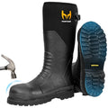 Black Steel Toe Rubber Work Boots - Puncture-Proof Safety Footwear, 8
