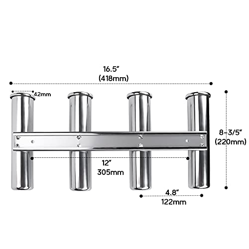 Marine Stainless Steel 4-Rod Boat Fishing Rod Holder for Watercraft