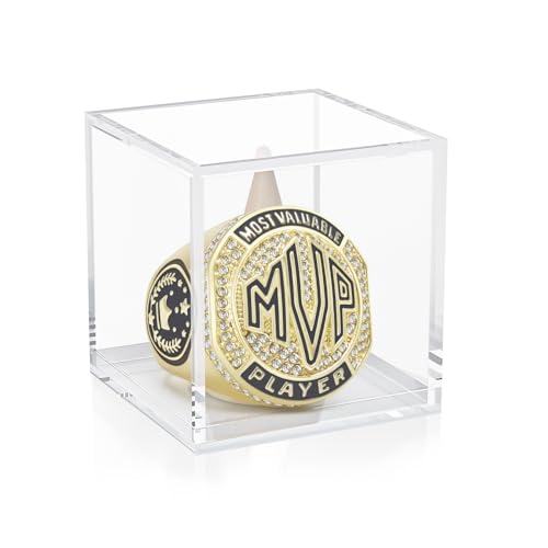 12 Pack MVP Football Baseball Basketball Soccer Championship Rings with Display Case - Gold Award Medals Set