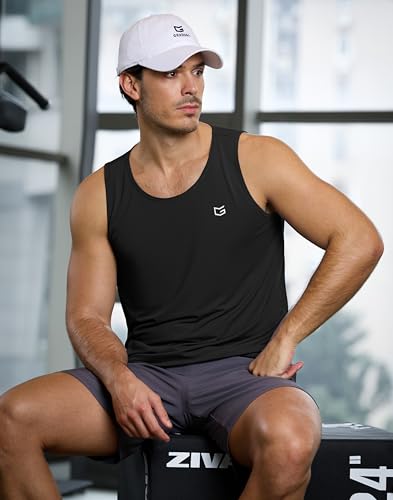 Men's Sleeveless Workout Tank Top Large Black - Muscle & Fitness Shirt