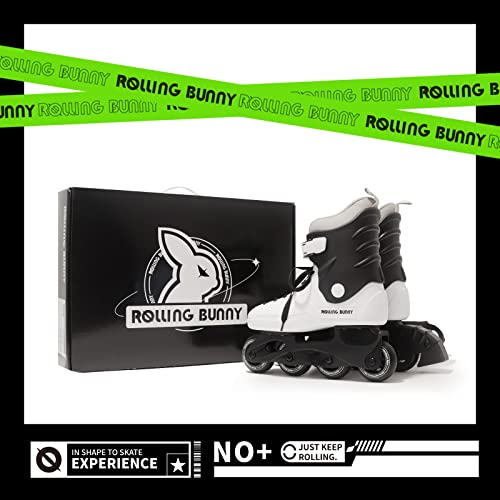 RollingBunny Women's Inline Skates Black/White US Size 7 - Outdoor & Indoor, Durable Shell & Support