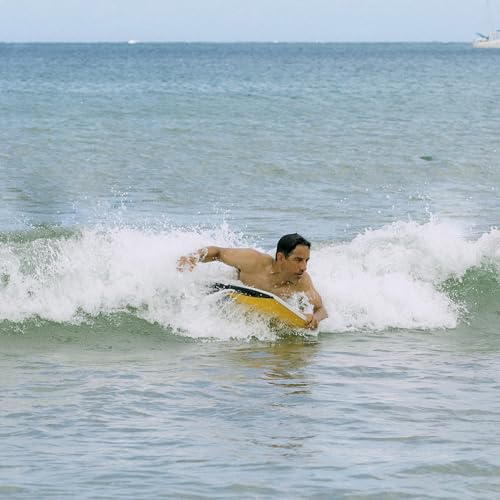 Veer Adult Body Board Yellow - High Performance Boogie Board with Neoprene Tether
