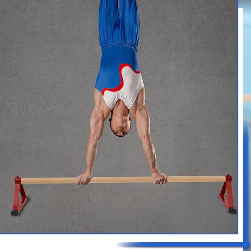 Red 54-Inch Gymnastics Floor Bar with Handstand Trainer for Home & Training