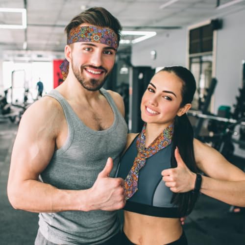 Boho Sports Headband Tie for Men Women - Athletic Sweat Band for Running Tennis Yoga