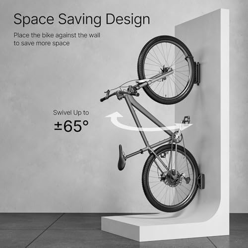PEGZONE 4 Pack Bike Wall Mount Garage Storage Holds 77lbs Swivel Indoor Bike Racks