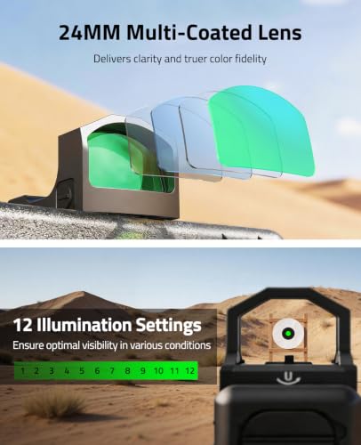 CVLIFE Green Dot Sight 2 MOA for RMR Footprint with Adapter Plates