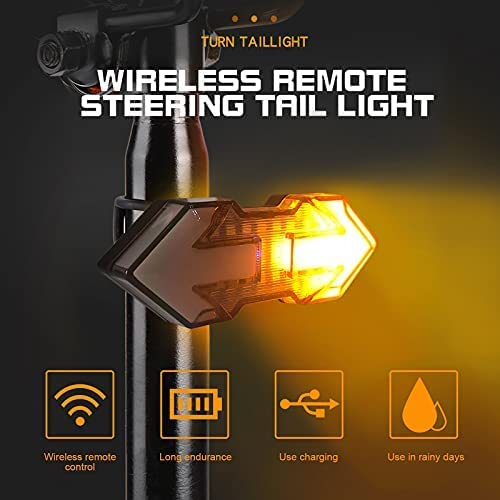 JINKEY Bike Turn Signals with Wireless Remote Control, Bright 120 Lumen LED Bicycle Tail Light Rear Bike Blinkers, USB Rechargeable, IPX5 Waterproof Safety Light for E-Bikes & Night Riding