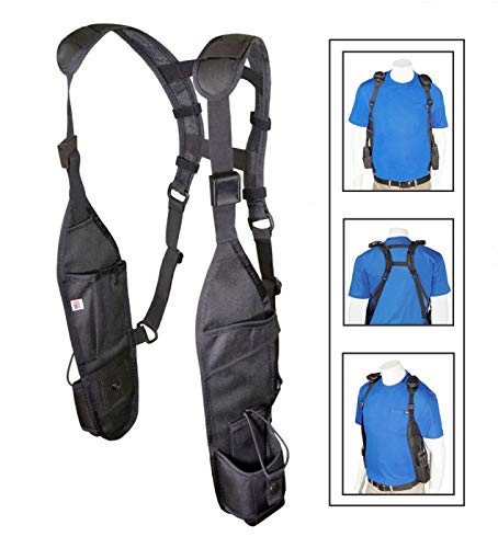 Double Radio Holster with Adjustable Shoulder Harness for Two-Way Radios