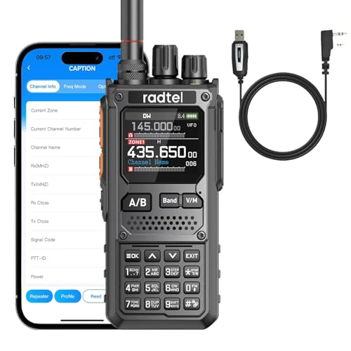 Long Range Walkie Talkie 8W Two-Way Radio with NOAA Weather Alert, Bluetooth Programmable