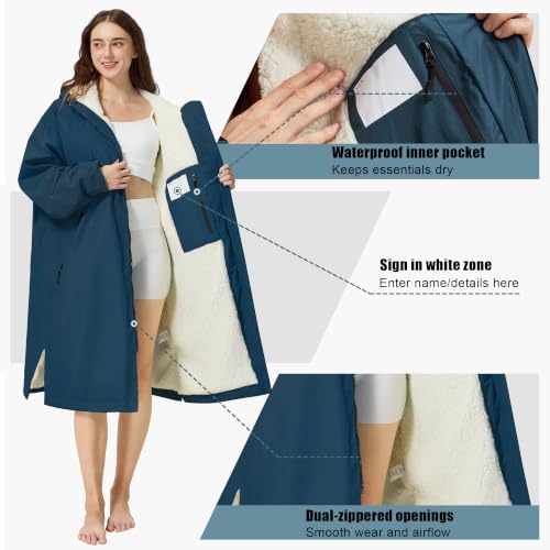 Adult Waterproof Hooded Swim Parka - Dark Navy X-Large Waterproof Swimming Jacket