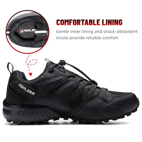 Men's Waterproof Trail Running Shoes - 10.5 Wide Black Hiking Sneakers