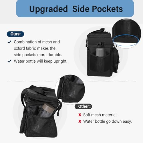 TENKIST 16L Expandable Tactical Lunch Box Men 2 Layer Cooler Bag Black A1