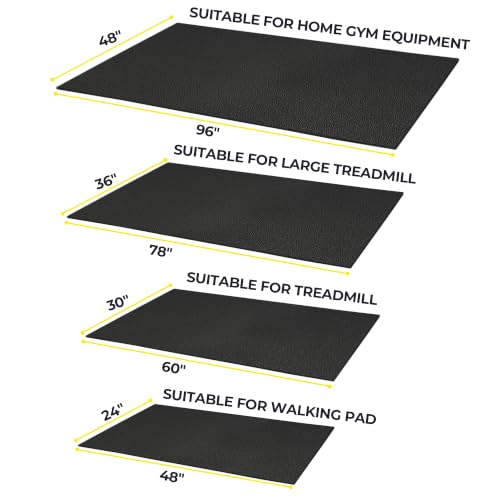 HULKFIT 1/4-Inch High Density Equipment Floor Mat - 96 x 48 Inches Non-Slip Gym Protection Pad