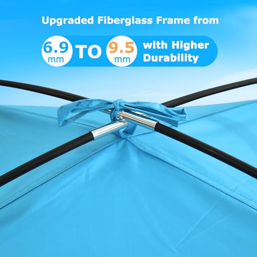COMMOUDS Blue 6-Person Beach Tent Sun Shelter UPF 50+ UV Protection Lightweight