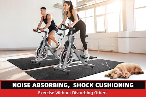 GymCope 84x36x6mm Black Treadmill Mat for Hardwood Floors & Carpet - Heavy Duty Exercise Equipment Protector