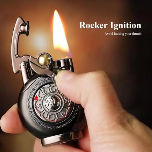 Vintage Reusable Trench Lighter Black - Rotary Ignition, Gift for Men