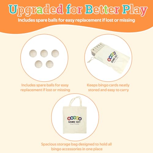 Deluxe Wooden Bingo Game Set with Metal Cage & Reusable Cards – Family & Party Game