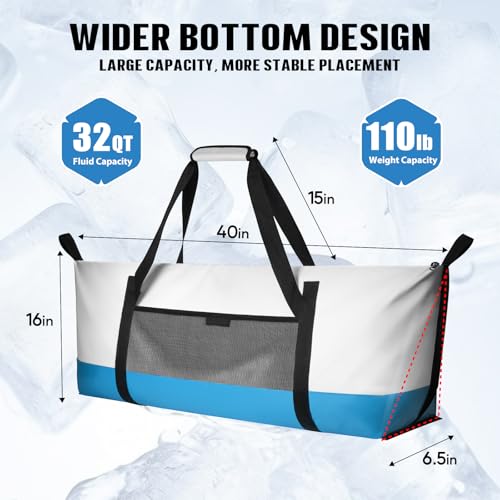 Insulated Fish Cooler Bag GREY 40x16x6.5in Fish Kill Bag for Caught Fish
