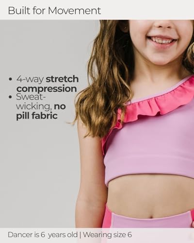 Girls Dance Crop Top with Ruffle & Adjustable Strap for Practice & Performance