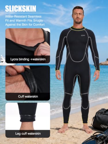 Men's 3mm Lightweight Wetsuit Full Body with Back Zip - Black, Medium