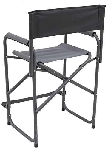 Outdoor Folding Director's Chair - Extra Tall with Flip-Down Footrest, Charcoal Variation