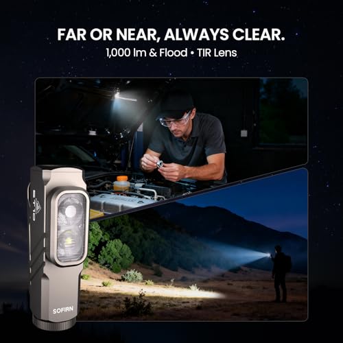 Sofirn ST10 Rechargeable EDC Flashlight 1000 Lumens, Red & White Lights, Gray