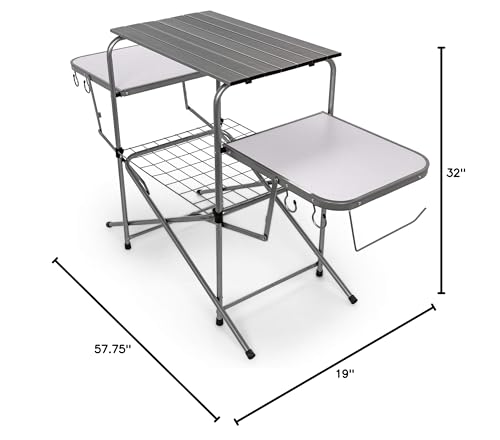 Camco Olympian Deluxe Folding Portable Grill Table for Campsites – Camping Grill Table