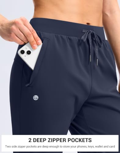 Women's Joggers with Zipper Pockets - Medium Navy Athletic Workout Pants