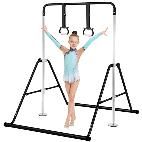 Kids Gymnastics Bar - Adjustable Foldable Horizontal Bar for Children - Black