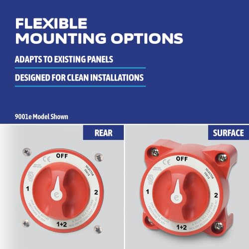 Blue Sea Systems e-Series Dual Circuit Plus Battery Switch 32V DC 350A, Red, Switch / Dual Circ. Plus