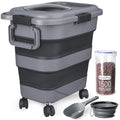 Dark Grey Collapsible Dog Food Storage Container 23-25 lbs with Wheels & Scoop - Large