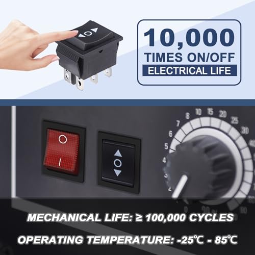 VEXUNGA KCD4-Momentary Rocker Switch 6 Pin DPDT 20A 125/250VAC On Off On - Pack of 6