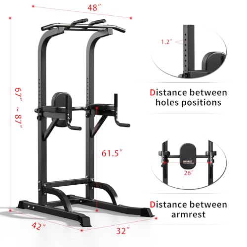 DONIUZ Adjustable Power Tower Pull Up & Dip Station Black-02 Home Gym Equipment