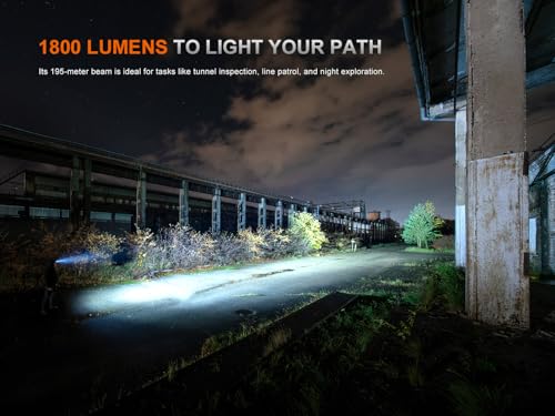 Rechargeable Headlamp with 1800 Lumens, Spot & Flood, Red Light, Magnet Tailcap