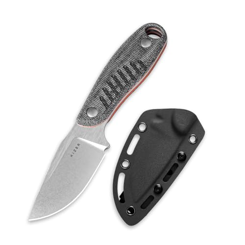 Kizer Hare Fixed Blade Knife with Sheath - Black & Orange, 3.14" Nitro V Steel