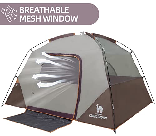 Camel Crown 4-Person Waterproof Camping Tent - Quick Setup, Wine Red