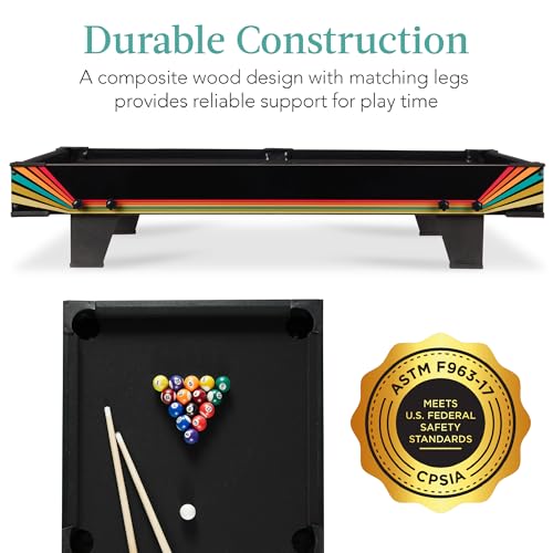40-Inch Arcade Style Billiard Table for Kids & Family, Includes Cue Sticks & Balls