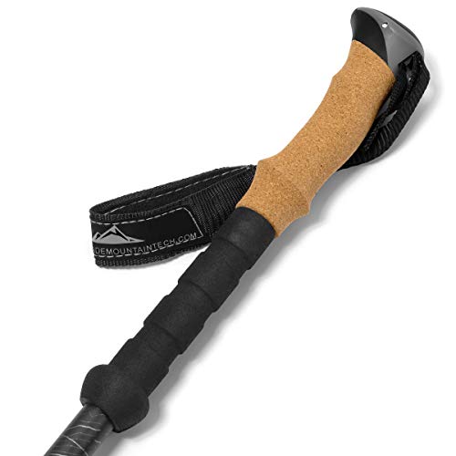 Grey Carbon Fiber Trekking Poles - Adjustable Hiking Sticks with Cork Grip