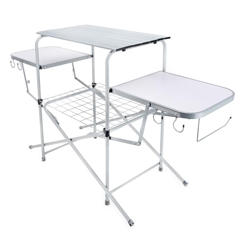 Camco Olympian Deluxe Folding Portable Grill Table for Campsites – Camping Grill Table