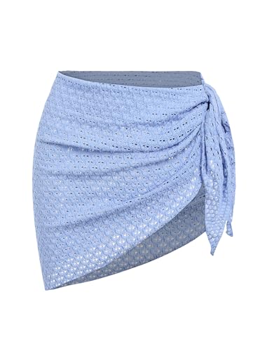 Women’s Sarong Coverup Beach Wrap Mini Skirt - One Size Light Blue