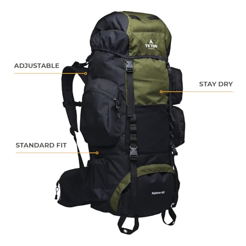 TETON 65L Explorer Hiking Backpack with Rain Cover – Durable Outdoor Pack