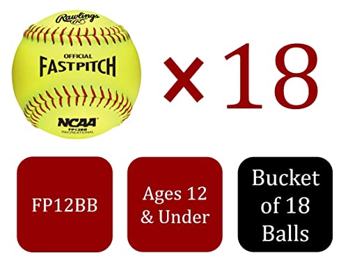 Rawlings 2023 Practice Softballs Bucket | 18 12" Synthetic Cover Youth