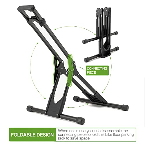 Adjustable Bike Storage Stand - Bicycle Floor Parking Rack for Mountain & Road Bikes - Indoor Outdoor Cycling Organizer - 1 Bike Rack