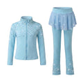 Girls' Ice Skating Training Suit with Colorful Diamond Plush - Lightblue, Ages 6-8