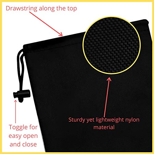 Black Nylon Drawstring Pouches 7x9 Inches - 12 Pack Travel & Storage Bags
