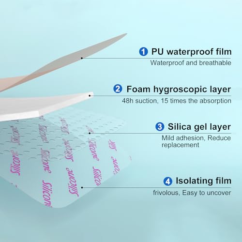 8Pcs Waterproof Silicone Foam Dressings 4x4 Inch for Wound Care - Bed Sore Patches