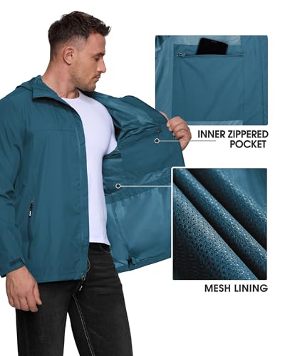 X-Large Waterproof Packable Rain Jacket for Men - China Blue